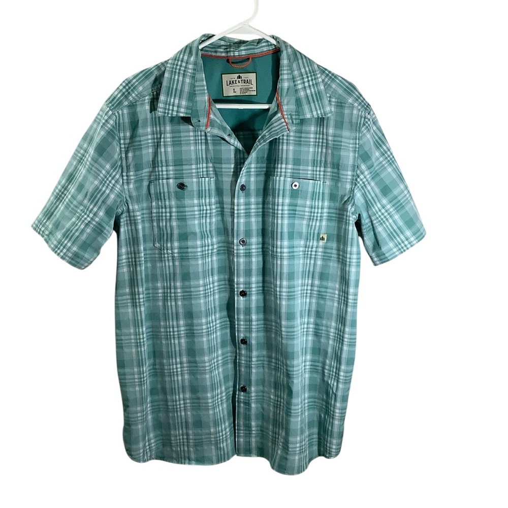 Lake & Trail Short Sleeve Plaid Button Down Shirt Outdoor